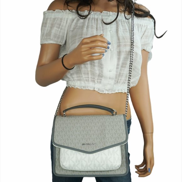 Michael Kors Regina M Flap Shoulder Bag MK Grey - Picture 5 of 12